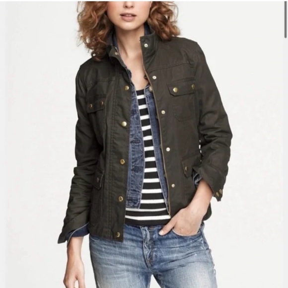 J. Crew Size Small Relaxed Boyfriend Field Jacket Cotton Black Utility Zip Snap - Picture 2 of 14